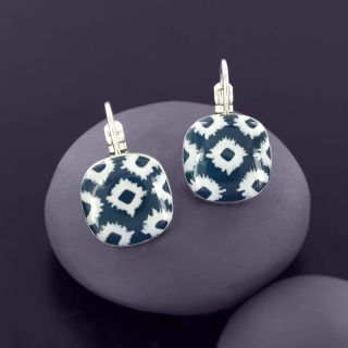 Dormeuses Cactus Couleur Argent Bleu